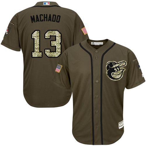 Orioles #13 Manny Machado Green Salute to Service Stitched Youth MLB Jersey